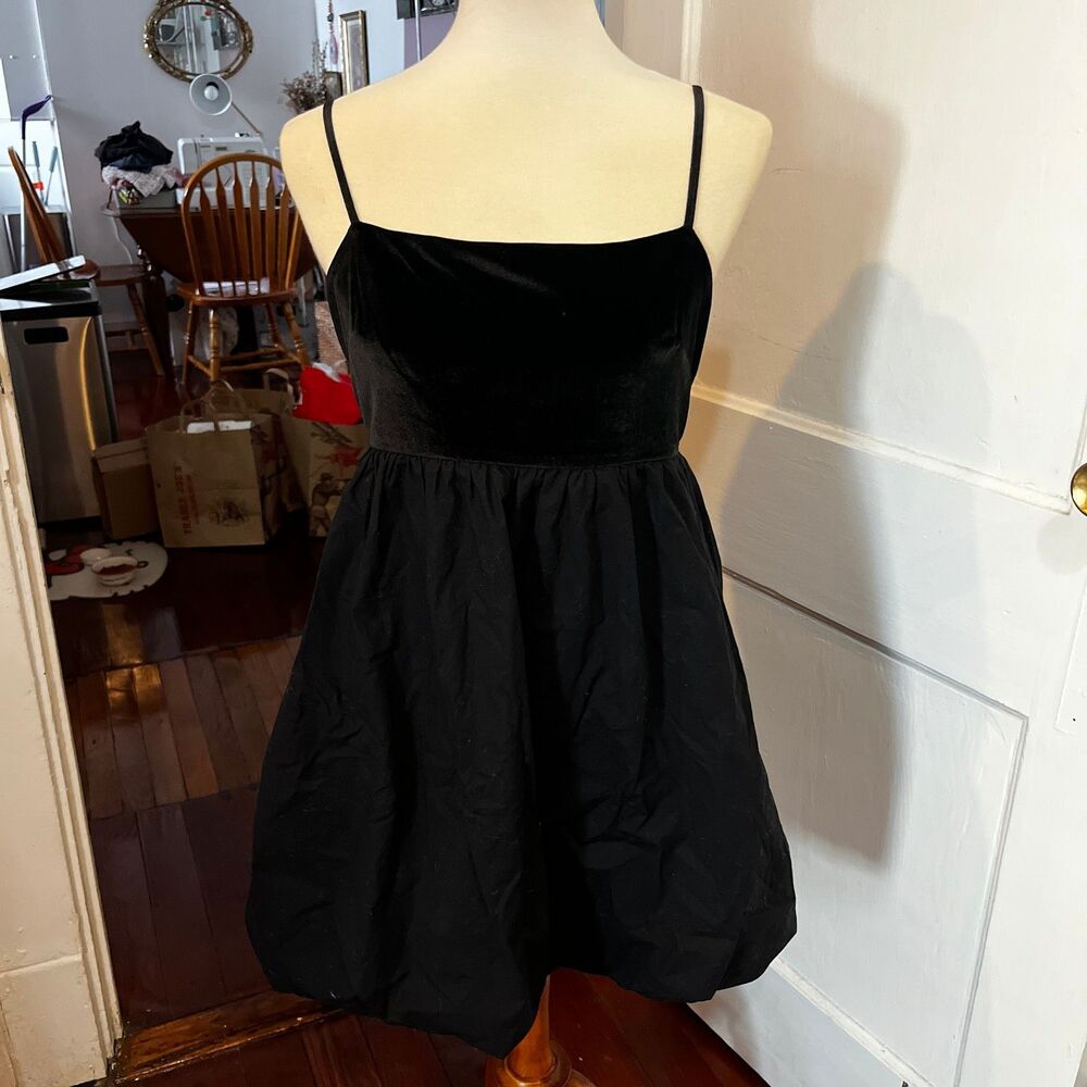 black velvet/linen cupcake babydoll mini dress american eagle